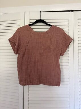 Madewell Womens Short Sleeve Pocket Top in Dusty Rose